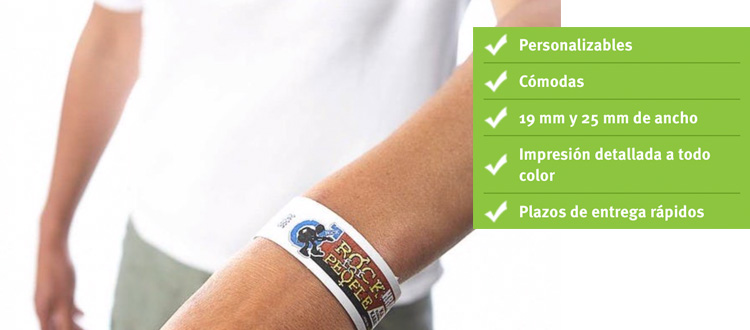 Pulseras publicitarias tyvek. Perfectas para el control acceso a evento.